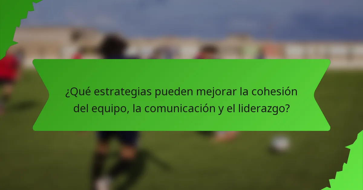 ¿Qué estrategias pueden mejorar la cohesión del equipo, la comunicación y el liderazgo?